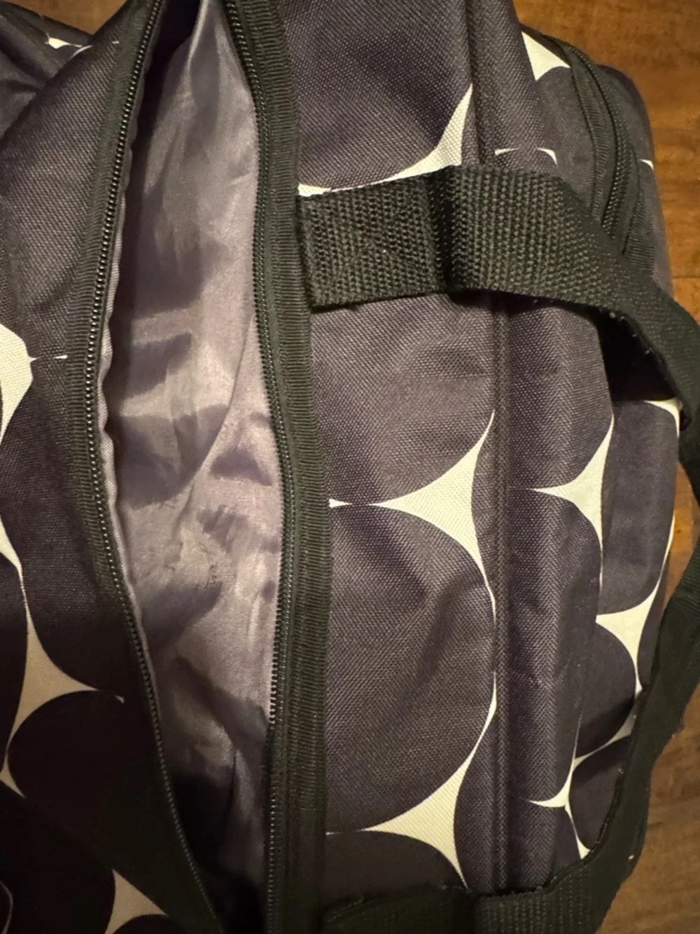 Thirty one Black and Cream Polka Dot Travel Duffel Bag - Picture 4 of 15